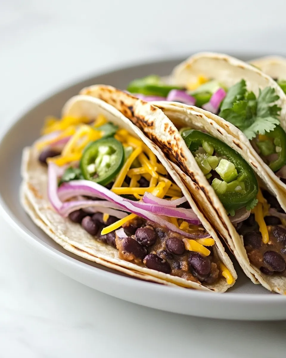 Homemade Easy Refried Black Bean Tacos photo