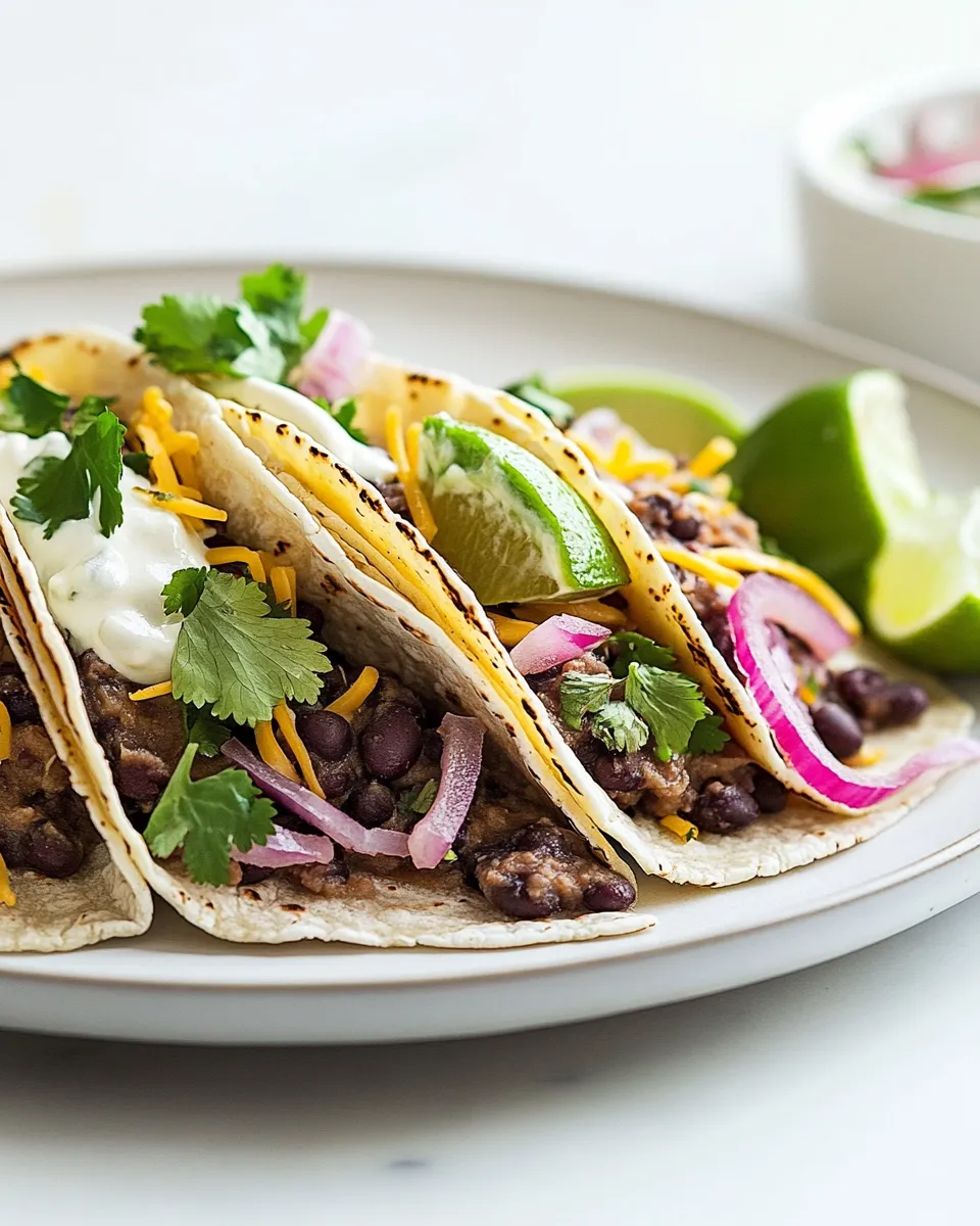 Delicious Easy Refried Black Bean Tacos recipe photo