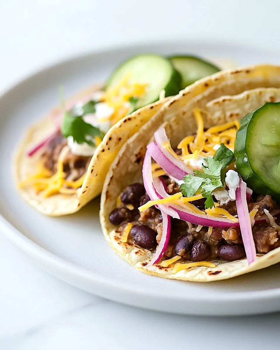 Quick Easy Refried Black Bean Tacos shot