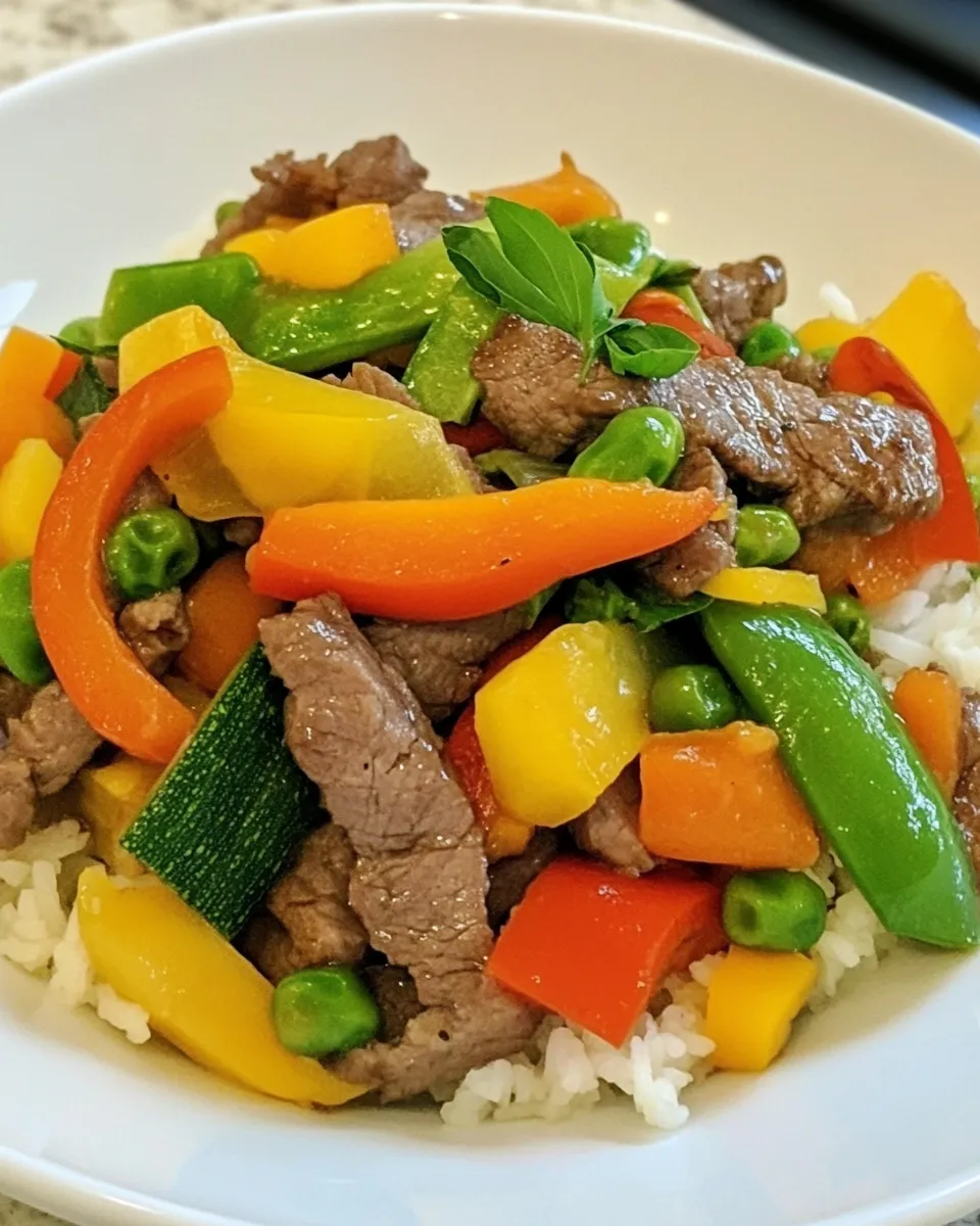 Delicious Easy Stir Fried Beef with Vegetables shot