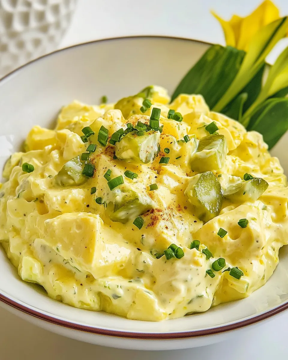 Delicious Egg Salad With Pickles shot