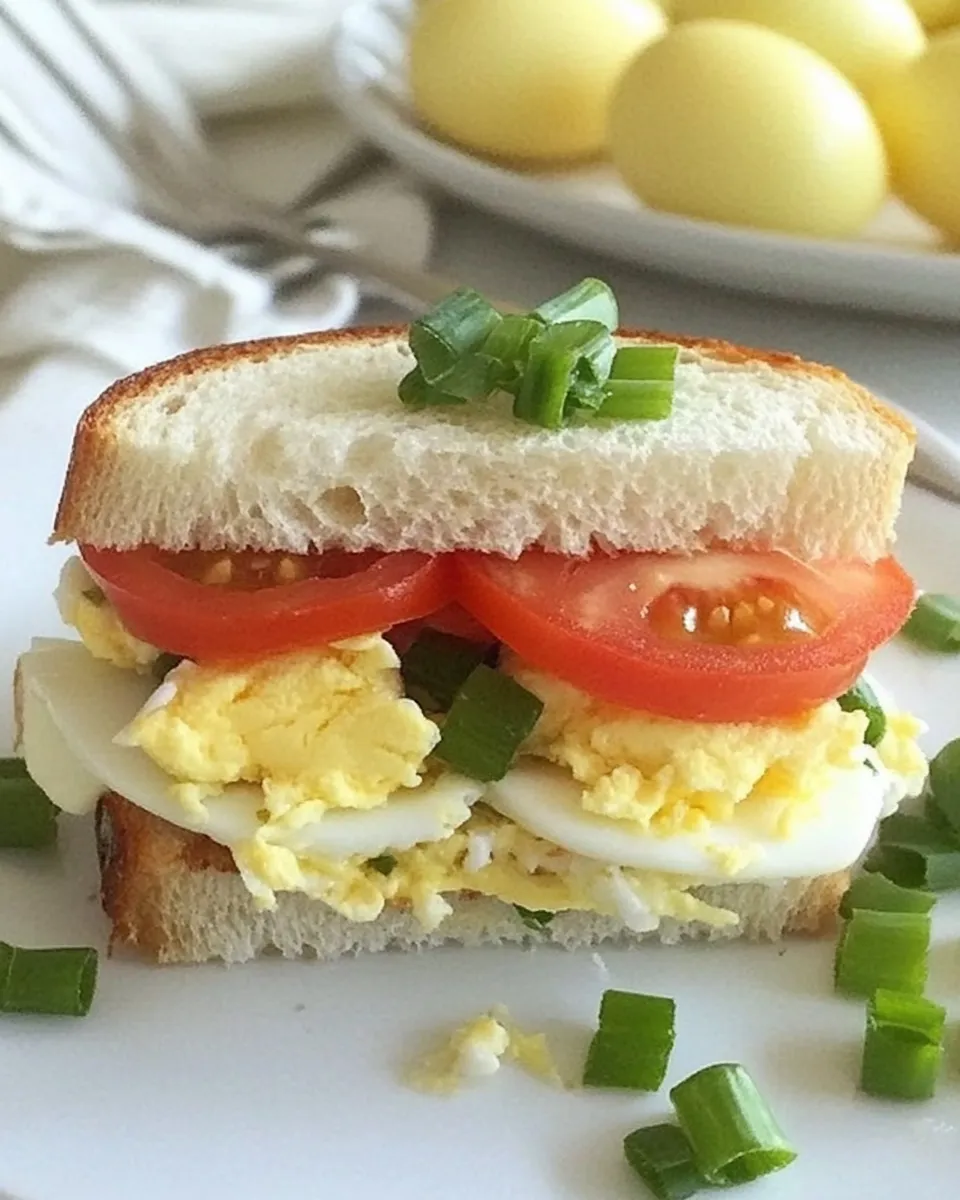 Easy Egg Tomato and Scallion Sandwich recipe photo