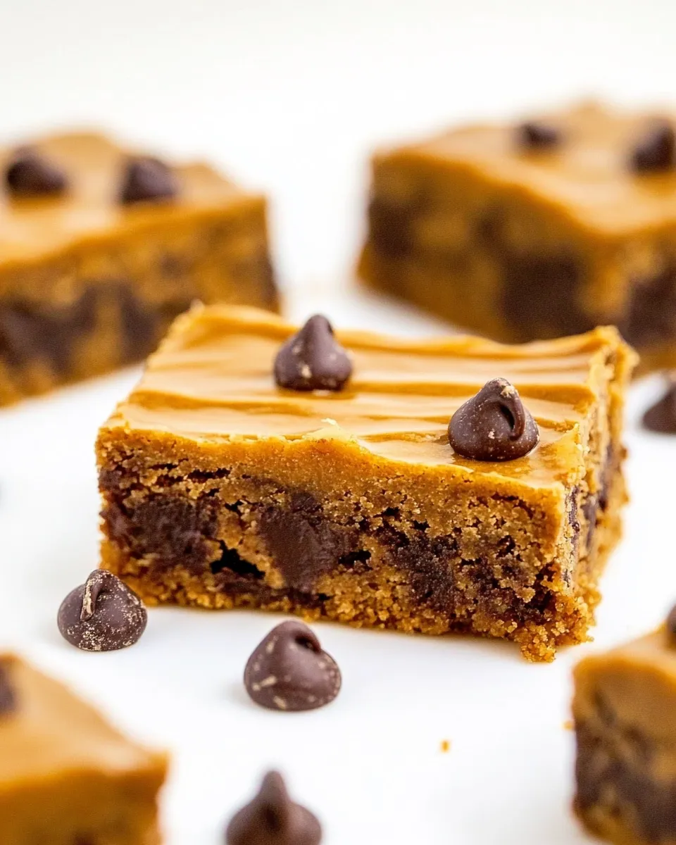 Best Espresso Chocolate Chip Blondies with Brown Sugar Frosting shot