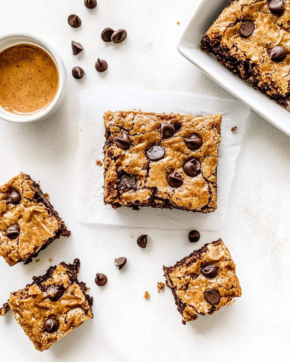 Quick Flourless Peanut Butter Blondies shot