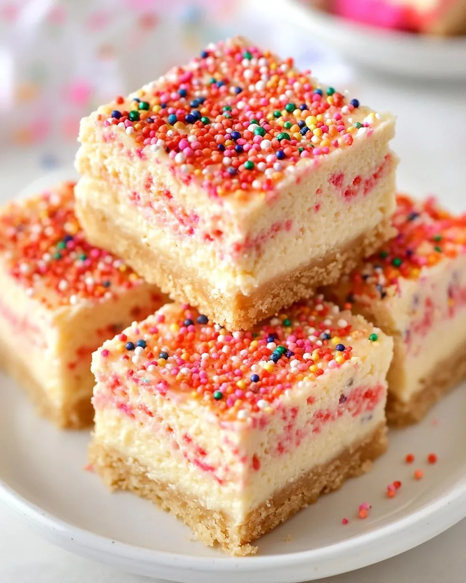 Delicious Funfetti Cheesecake Bars Recipe image