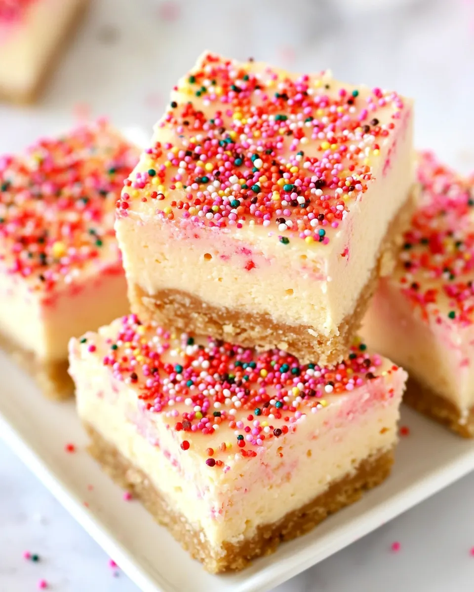 Homemade Funfetti Cheesecake Bars Recipe shot