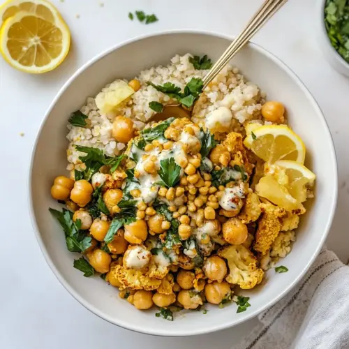 Homemade Golden Ginger Cauliflower Chickpea Bowls. photo