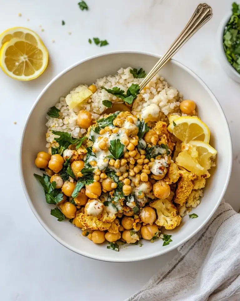 Homemade Golden Ginger Cauliflower Chickpea Bowls. photo