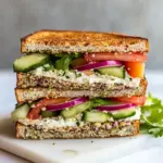 Homemade Greek Hummus Sandwich photo