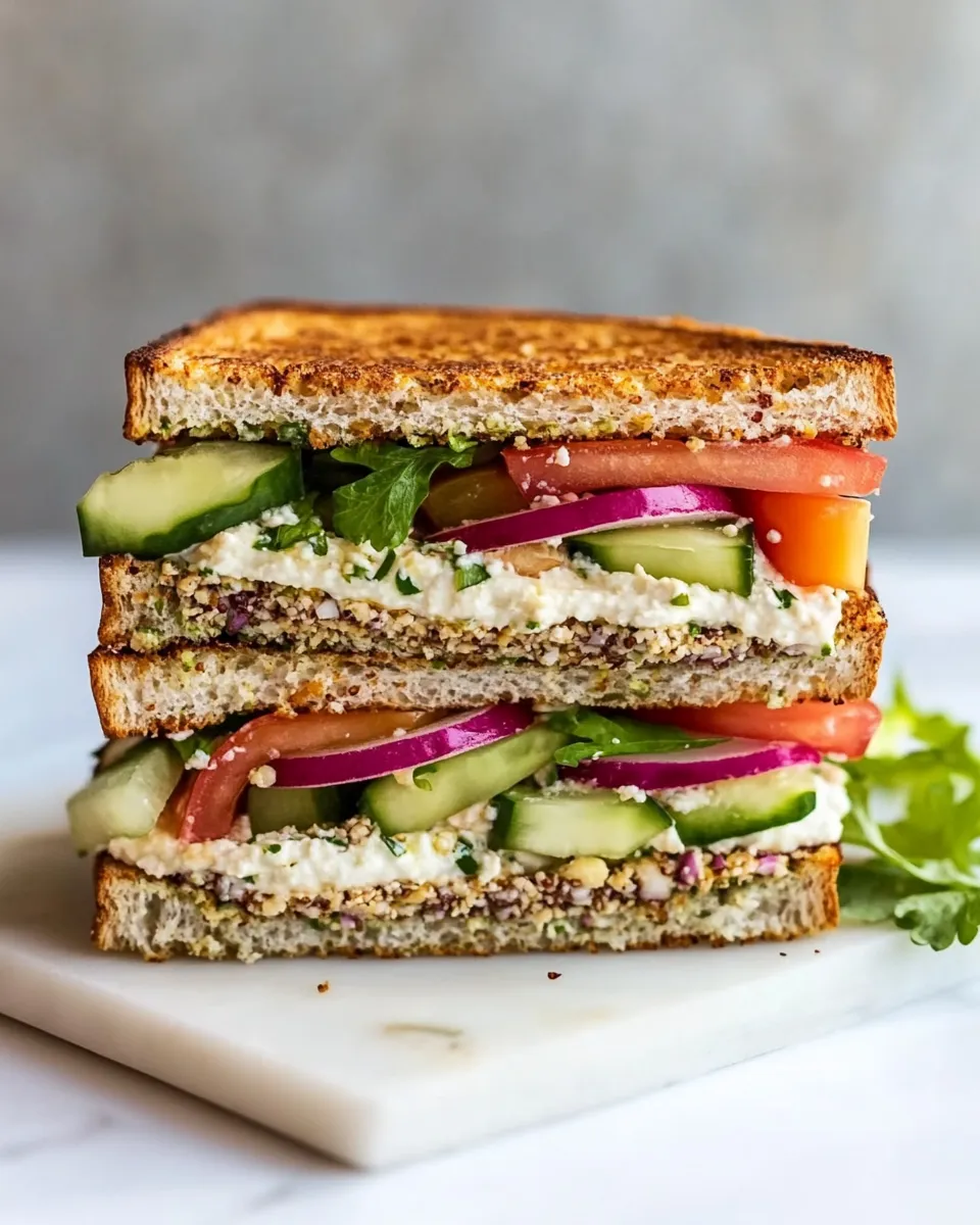 Homemade Greek Hummus Sandwich photo