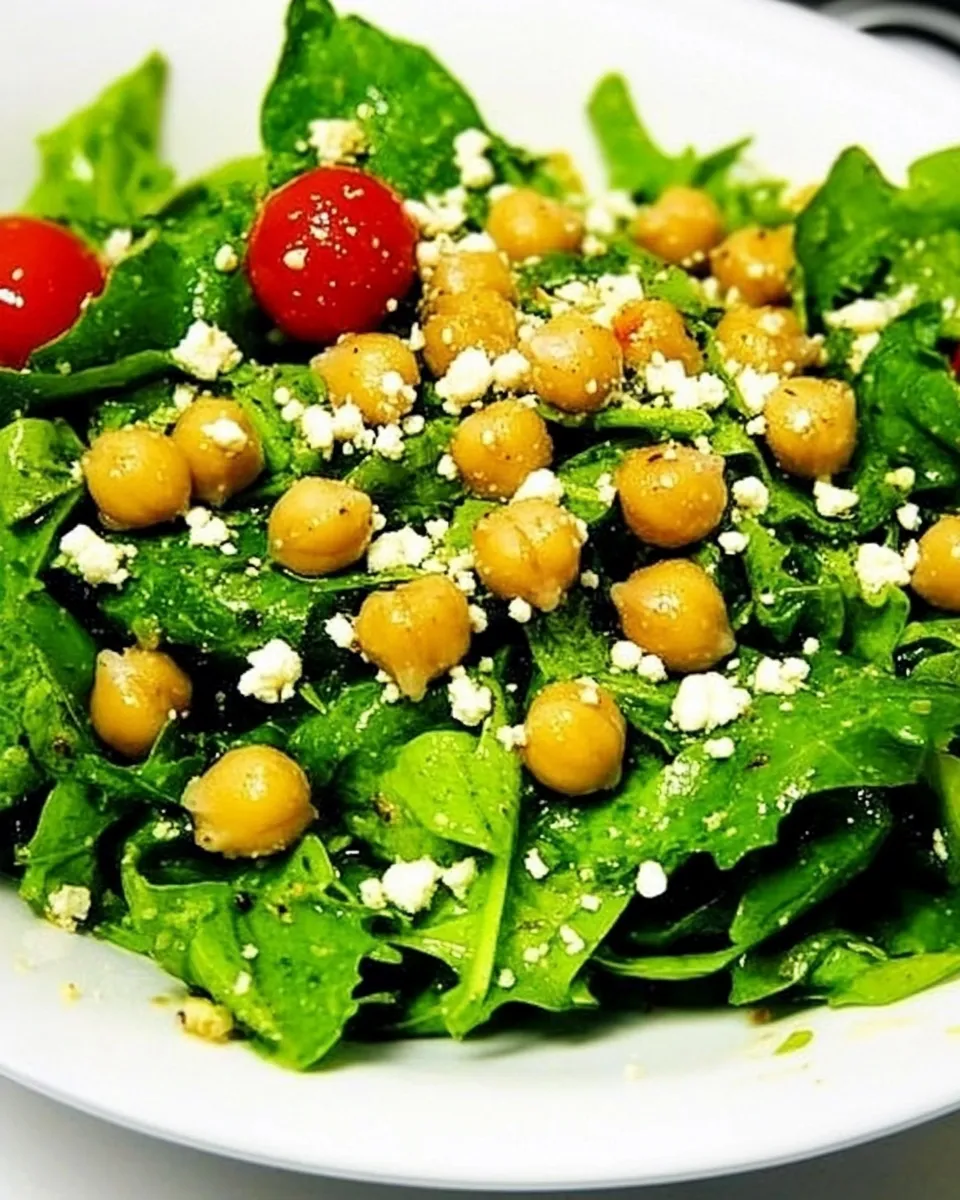 Delicious Green Salad with Chickpeas shot