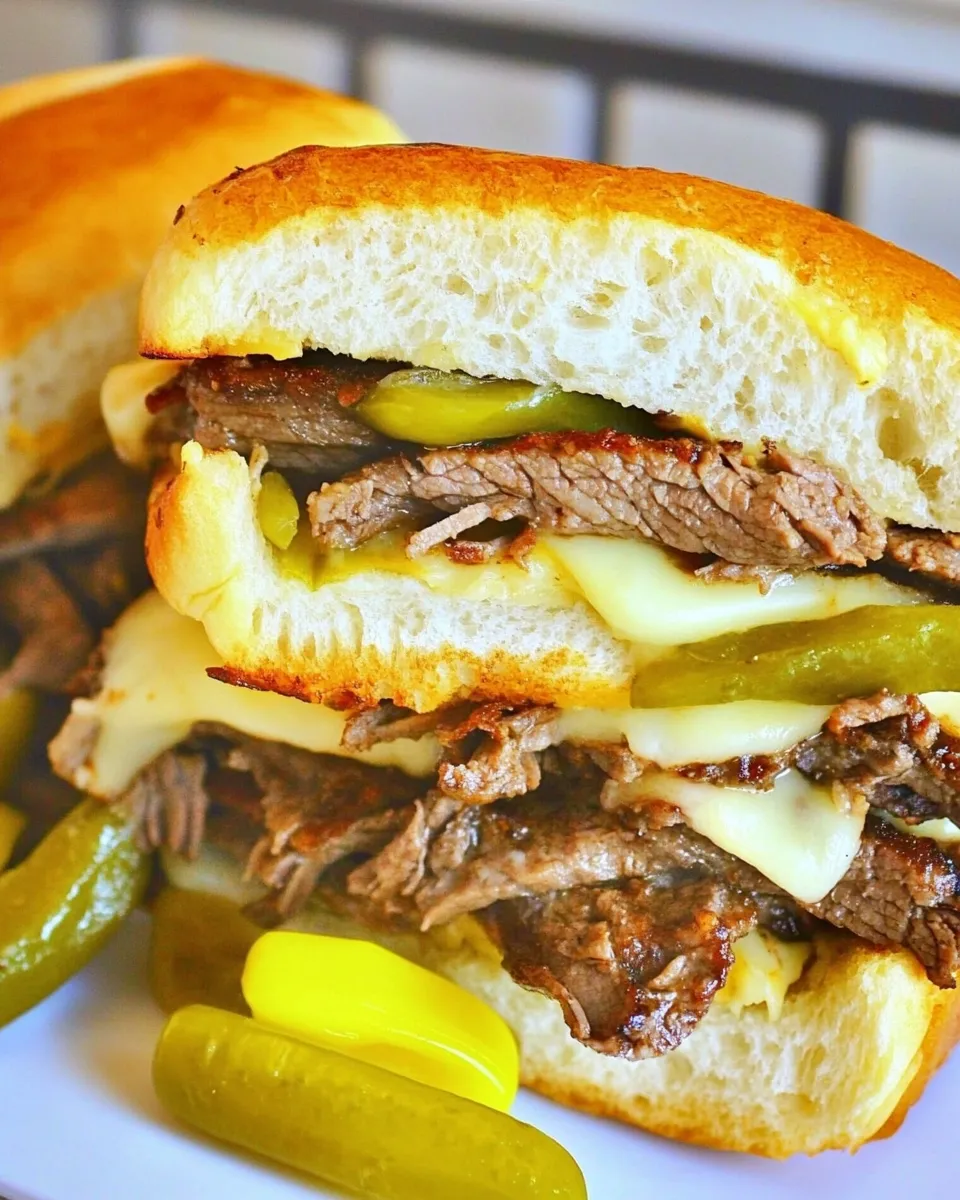 Delicious Grilled Cheese Steak Sandwich shot