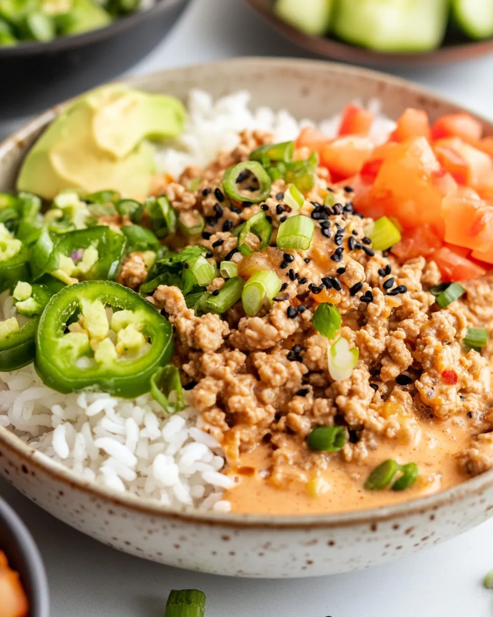 Healthy Ground Turkey Rice Bowls food shot