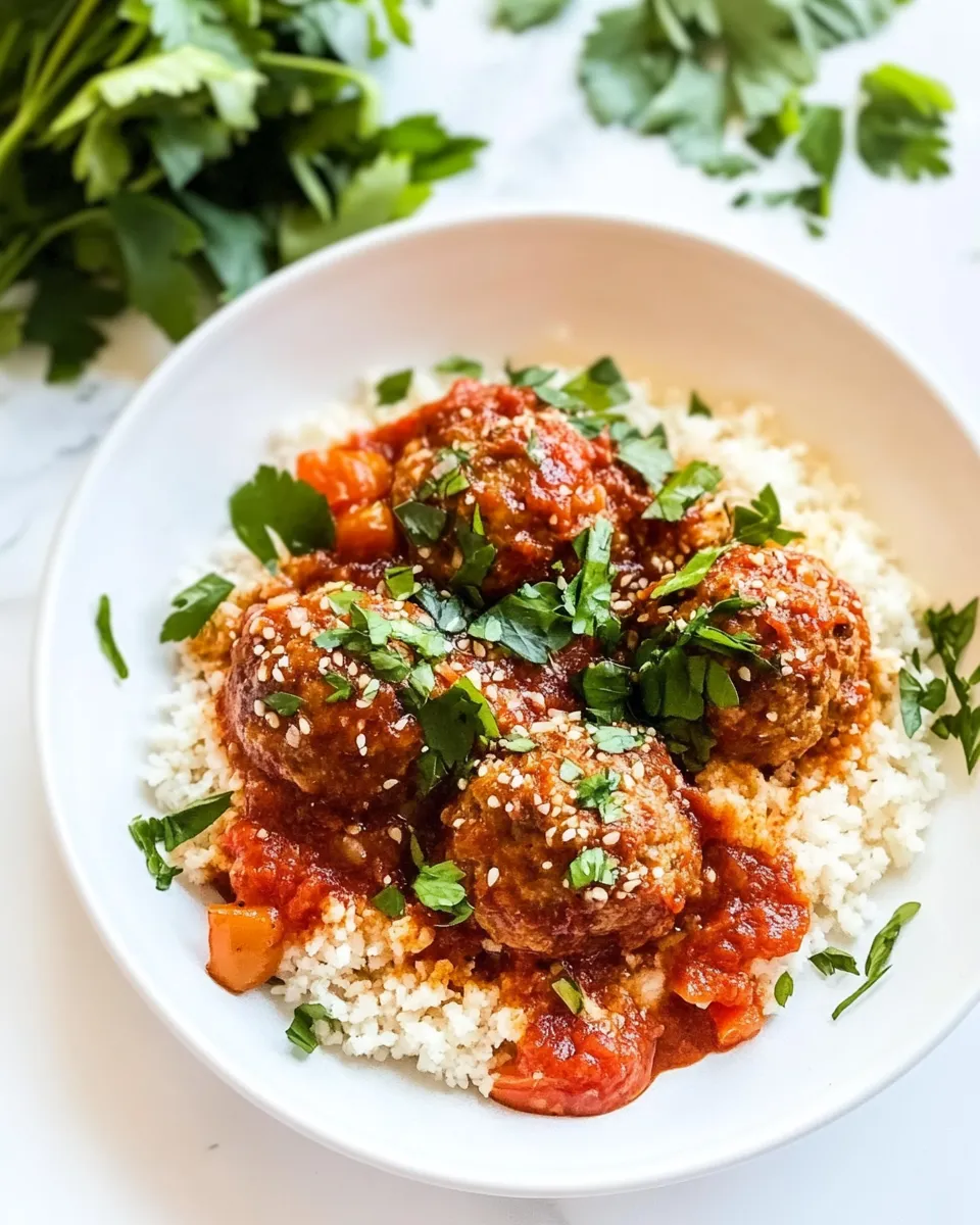 Savory Harissa Chicken Meatballs shot