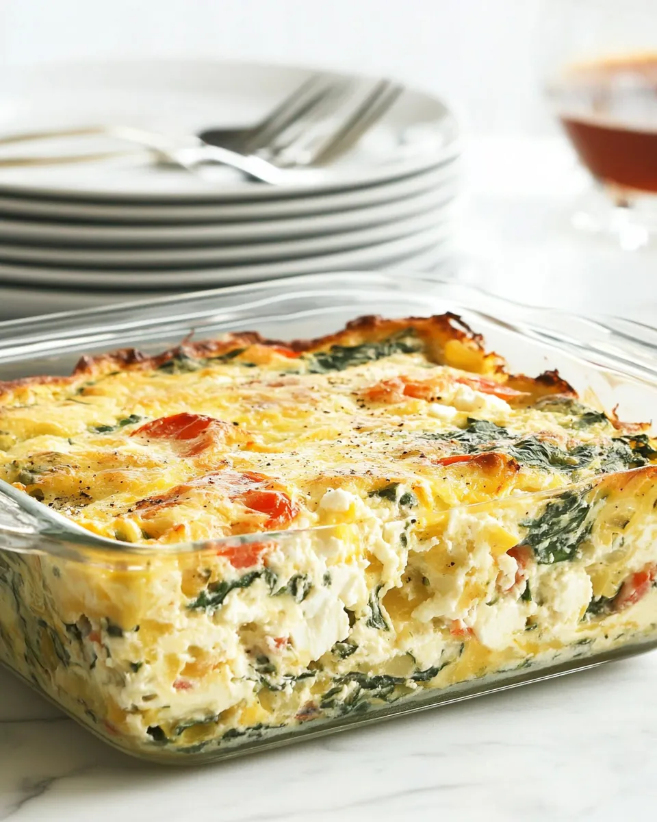 Delicious Healthy Breakfast Casserole with Spinach and Feta image