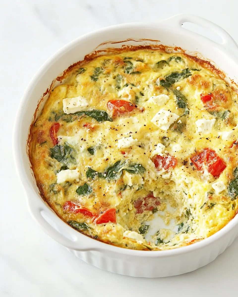 Quick Healthy Breakfast Casserole with Spinach and Feta shot