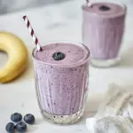 Homemade Healthy blueberry & banana protein smoothie photo