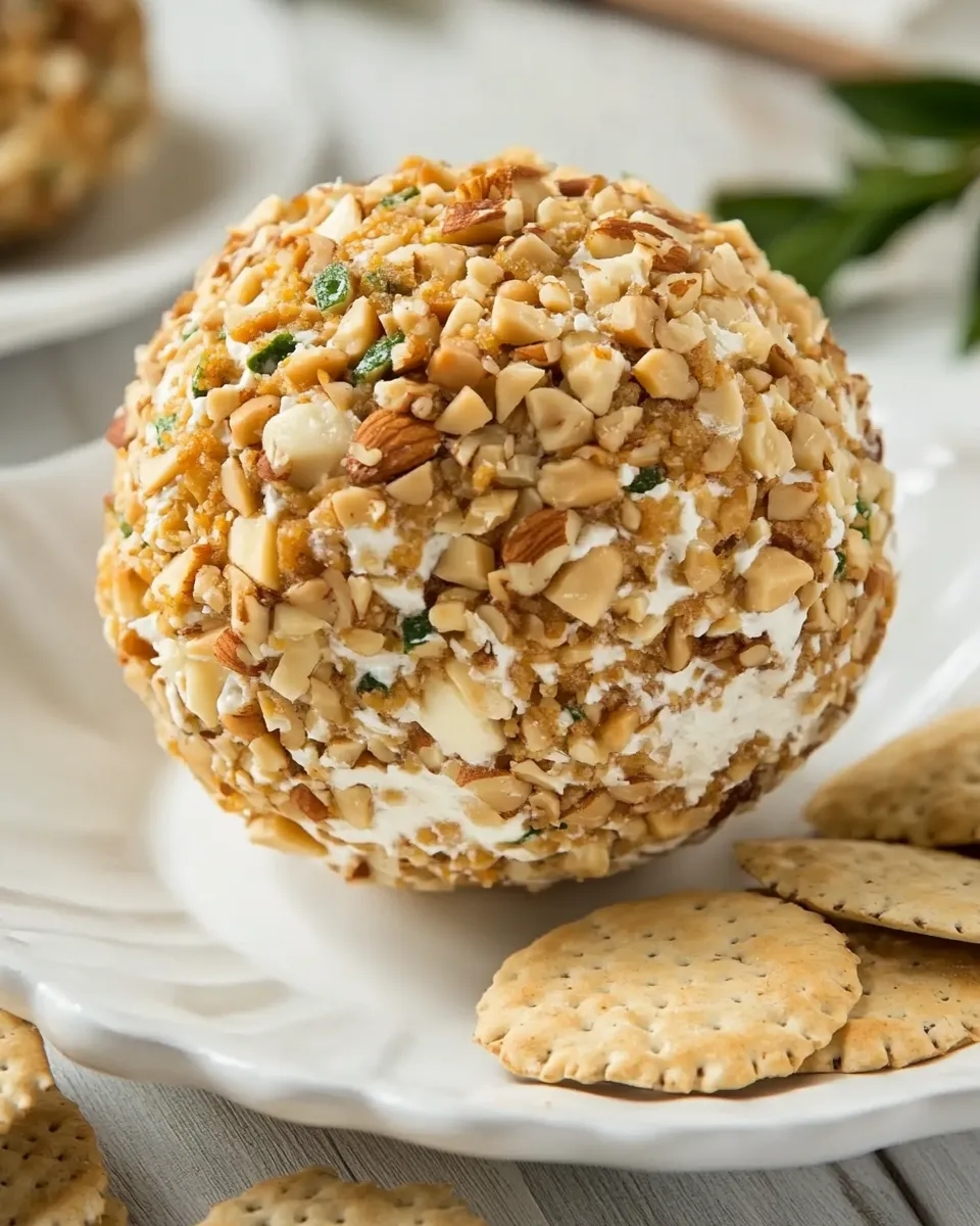 Homemade Cheeseball with Nuts and Crackers photo