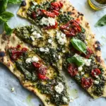 Homemade Hummus Flatbread with Sun-Dried Tomatoes & Pesto photo