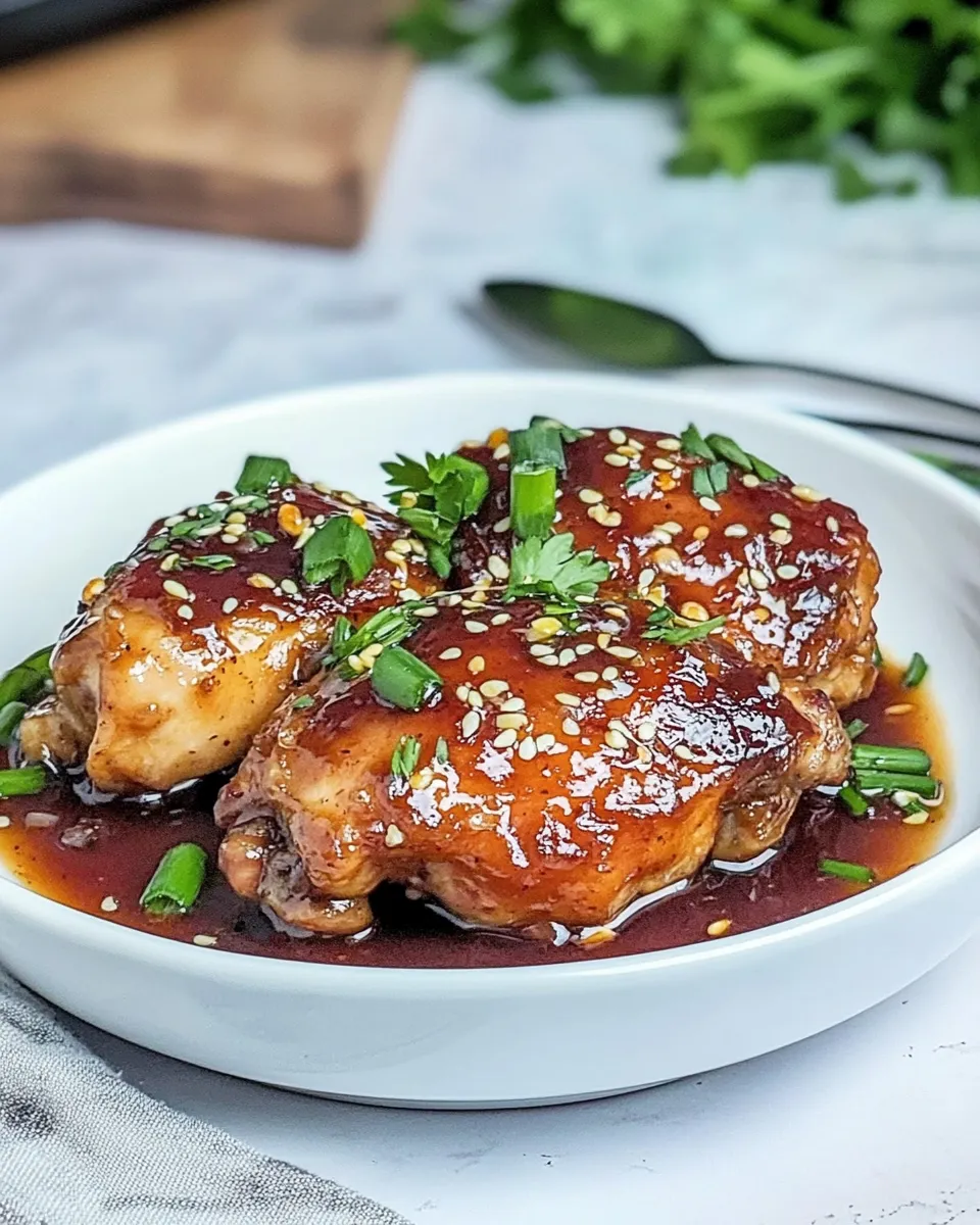 Savory Instant Pot Honey Garlic Chicken Thighs dish photo