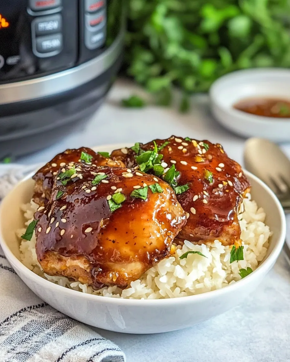Delicious Instant Pot Honey Garlic Chicken Thighs food shot