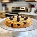 Homemade Italian Lemon Olive Oil Cake With Blackberries photo