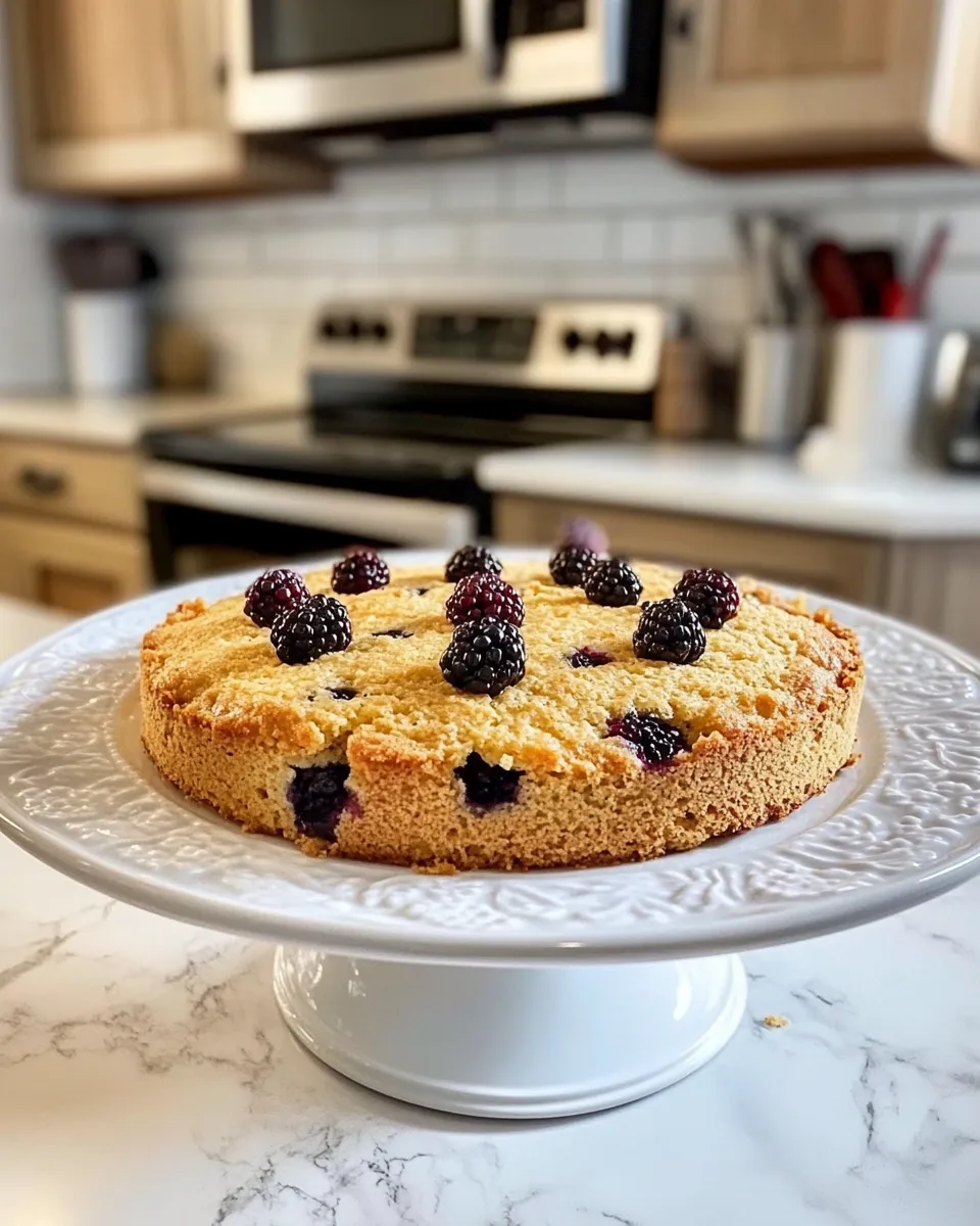 Homemade Italian Lemon Olive Oil Cake With Blackberries photo
