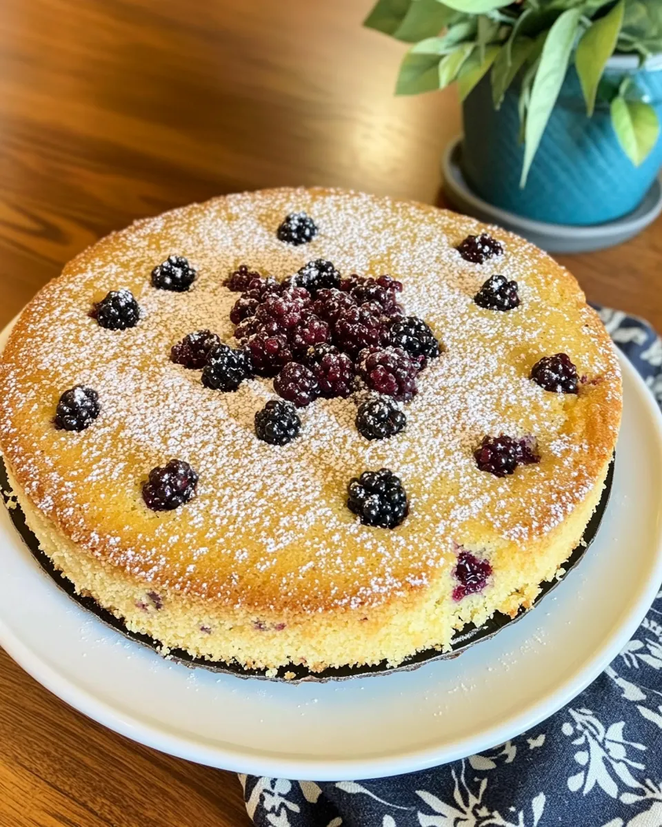 Classic Italian Lemon Olive Oil Cake With Blackberries dish photo