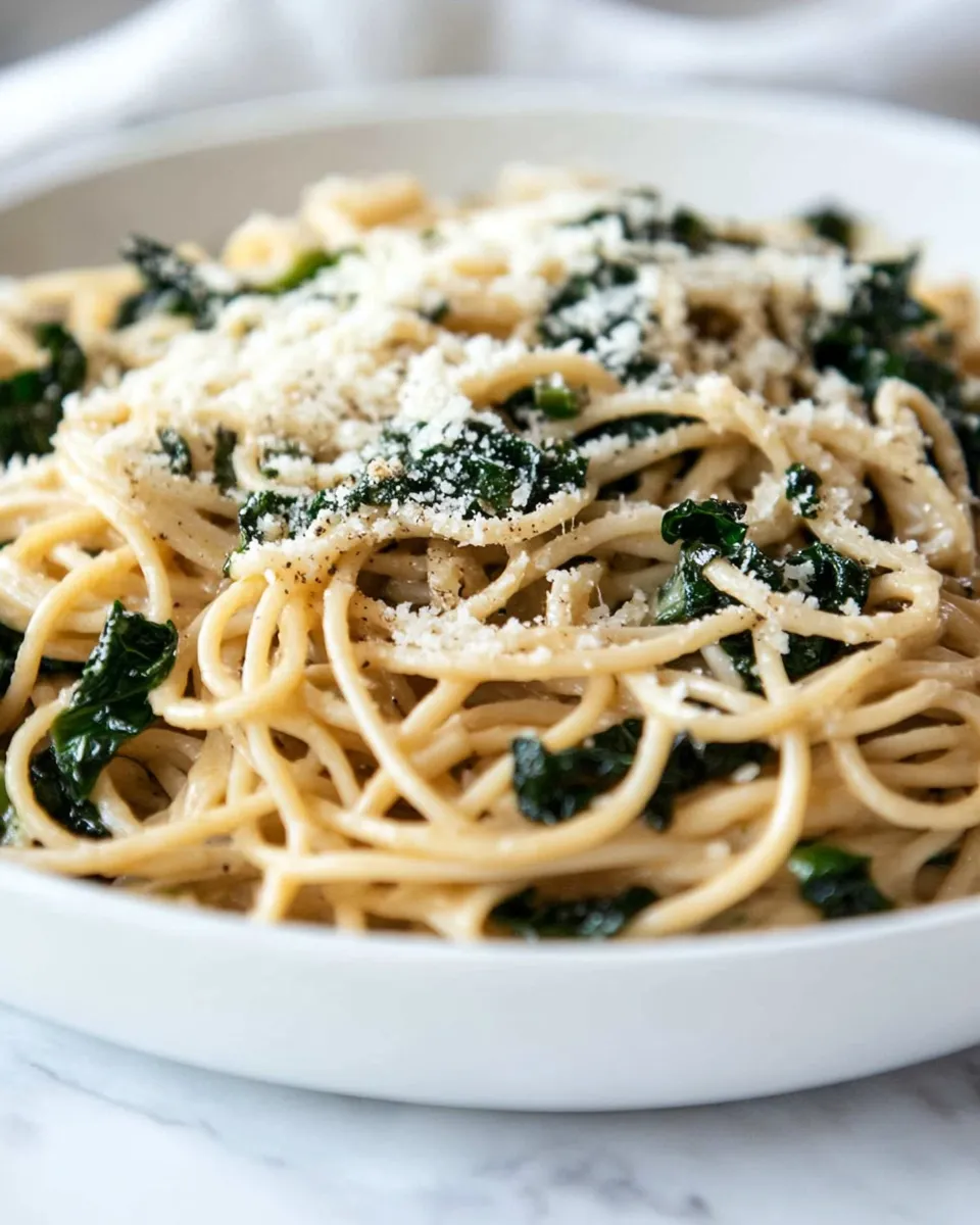 Amazing Kale Cacio e Pepe. recipe image