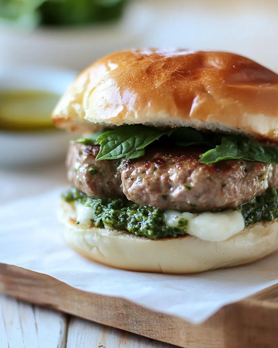 Homemade Lamb Burger Recipe with Mint Pesto photo