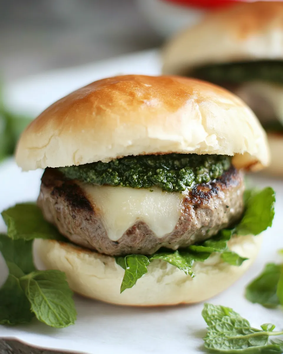 Easy Lamb Burger Recipe with Mint Pesto shot