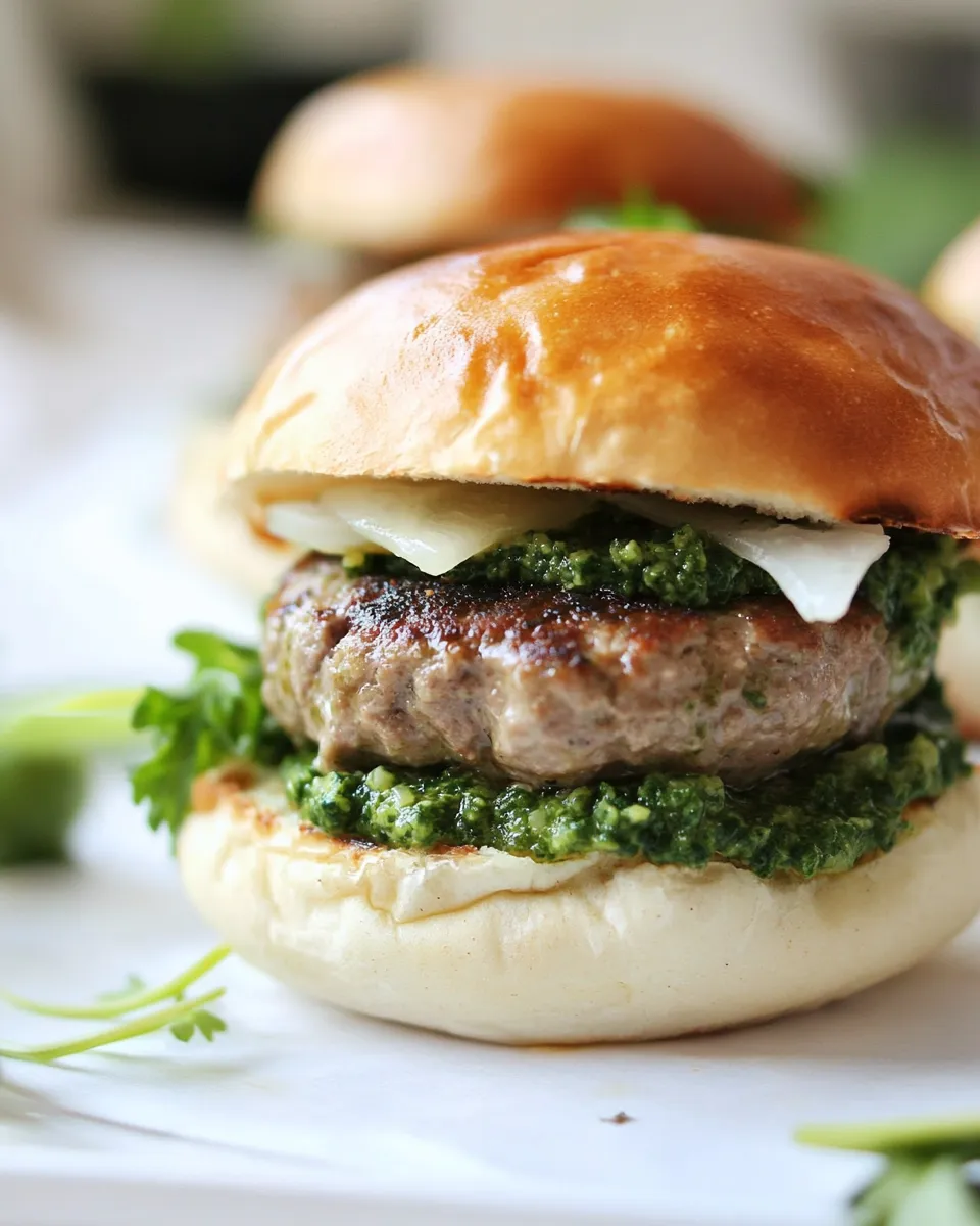 Delicious Lamb Burger Recipe with Mint Pesto recipe photo