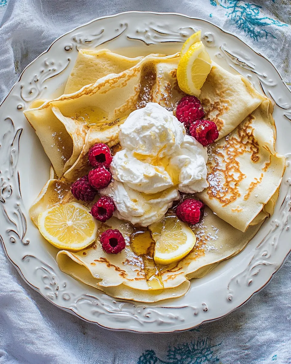 Perfect Lemon Sugar Crepes with Whipped Cream Cheese. recipe photo