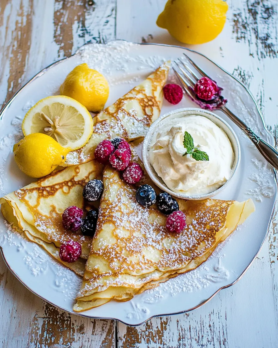 Sweet Lemon Sugar Crepes with Whipped Cream Cheese. image
