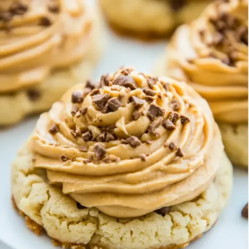 Homemade Lofthouse-Style Soft Peanut Butter Chip Sugar Cookies with Peanut Butter Frosting photo