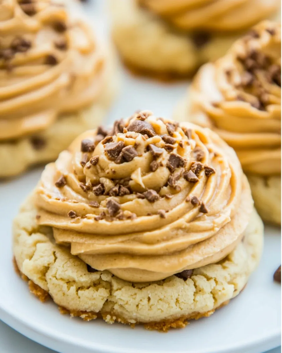 Homemade Lofthouse-Style Soft Peanut Butter Chip Sugar Cookies with Peanut Butter Frosting photo