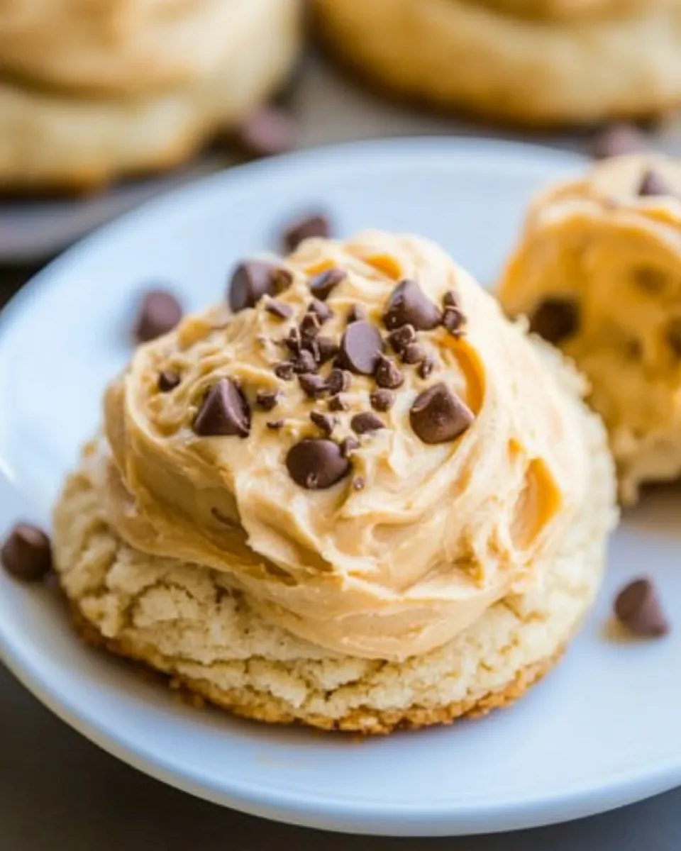 Classic Lofthouse-Style Soft Peanut Butter Chip Sugar Cookies with Peanut Butter Frosting image