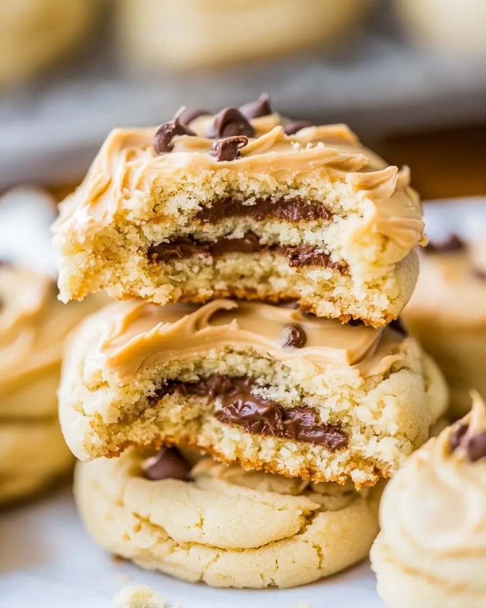 Easy Lofthouse-Style Soft Peanut Butter Chip Sugar Cookies with Peanut Butter Frosting shot