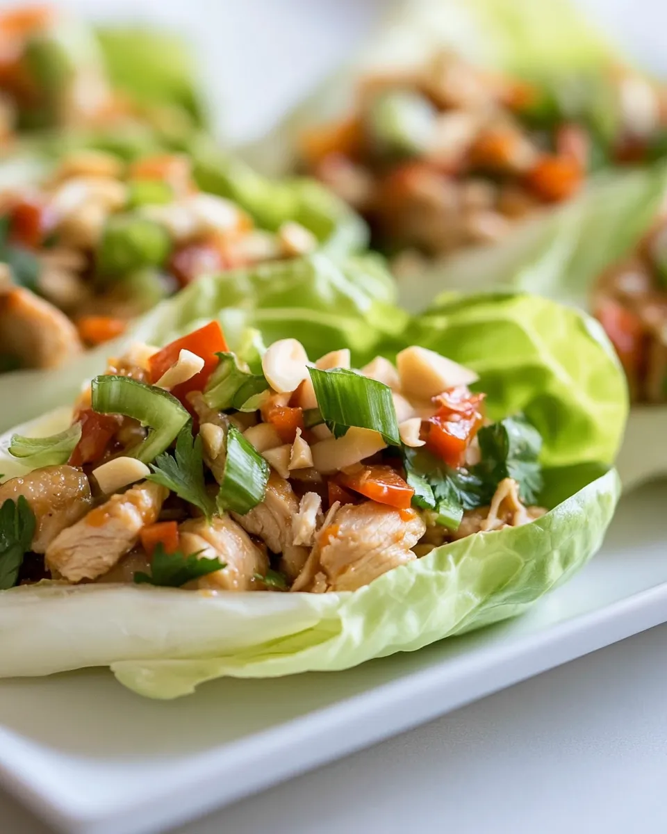 Easy Macro Friendly Thai Chicken Lettuce Wraps photo
