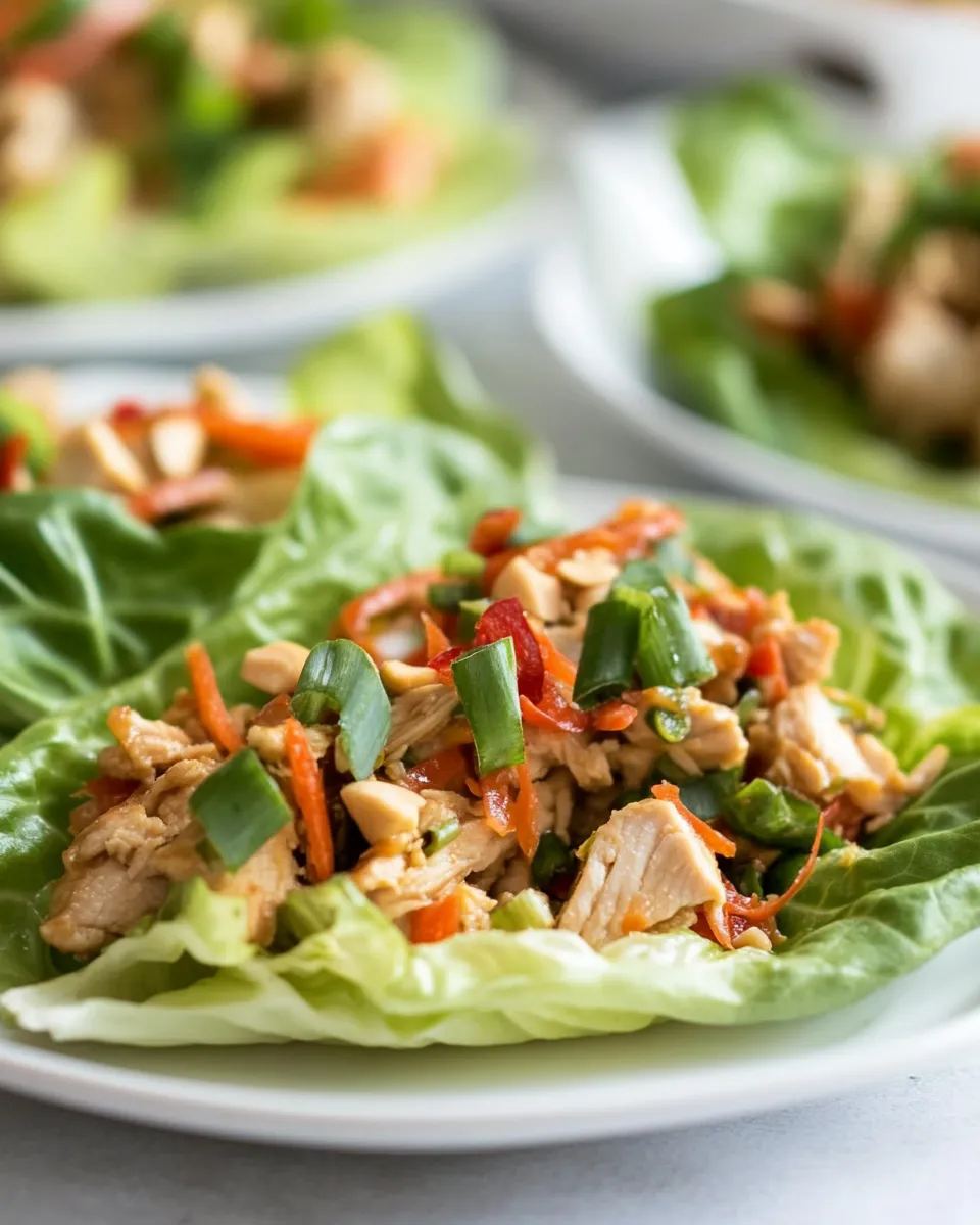 Healthy Macro Friendly Thai Chicken Lettuce Wraps image