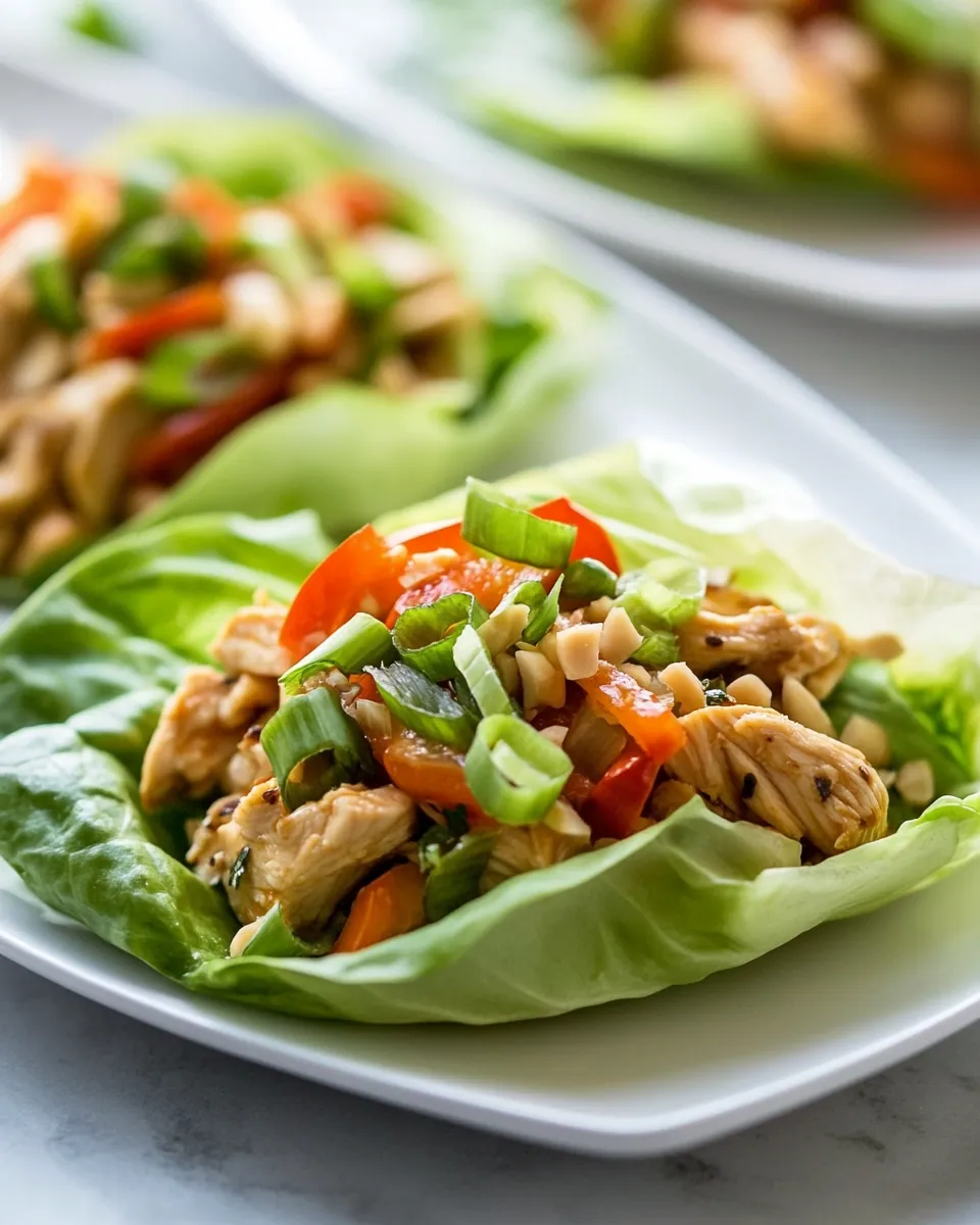 Quick Macro Friendly Thai Chicken Lettuce Wraps shot