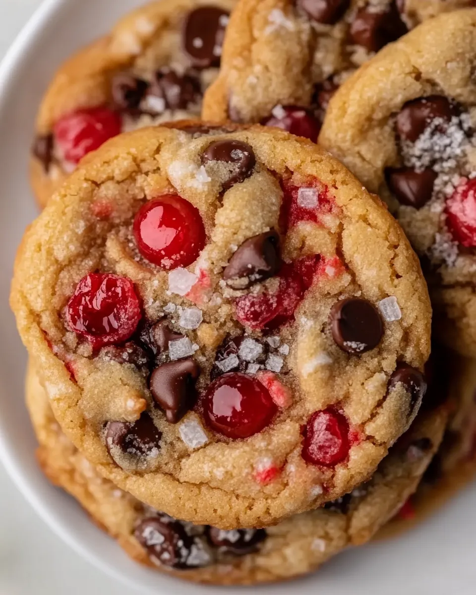 Simple Maraschino Cherry Chocolate Chip Cookies. recipe image
