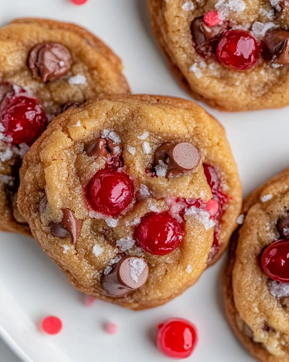 Ultimate Maraschino Cherry Chocolate Chip Cookies. recipe image