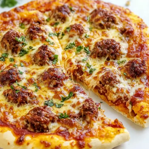 Homemade Meatball Pizza photo