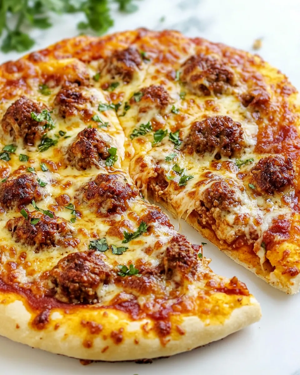 Homemade Meatball Pizza photo