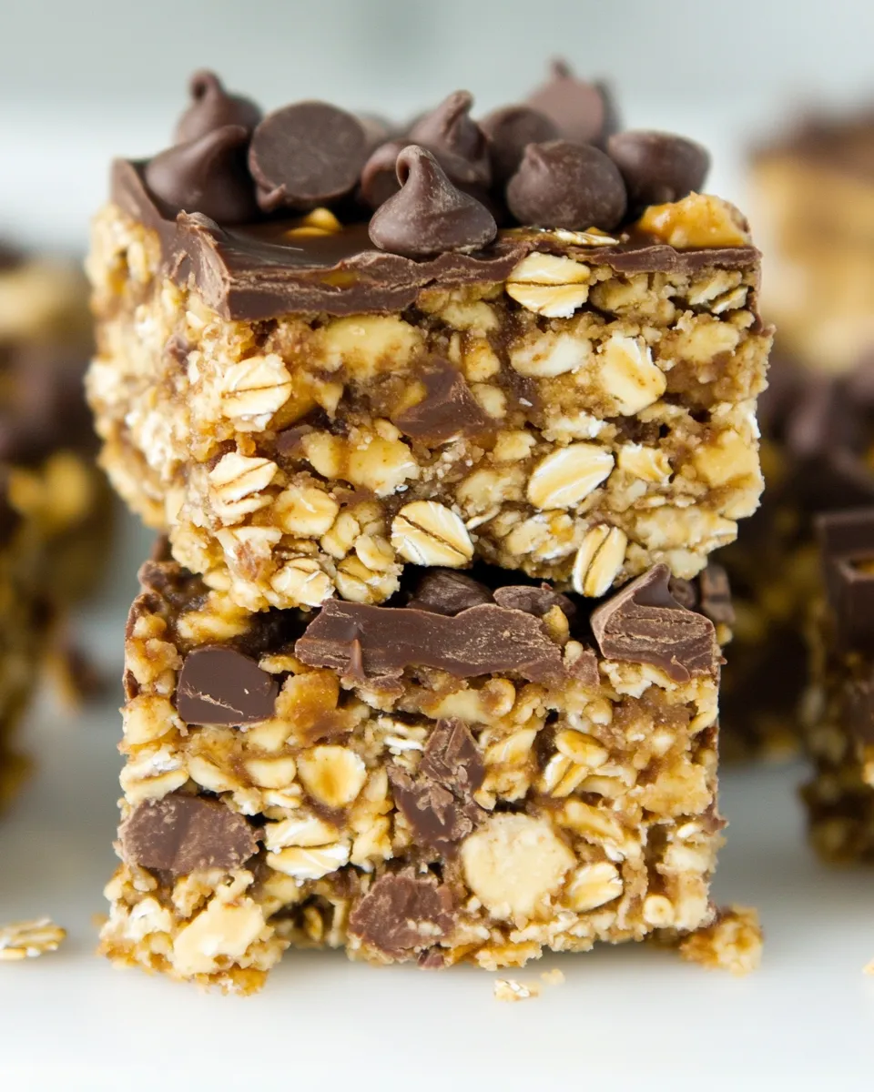 Delicious No-Bake Oatmeal-Peanut Butter Chocolate Chip Bars image