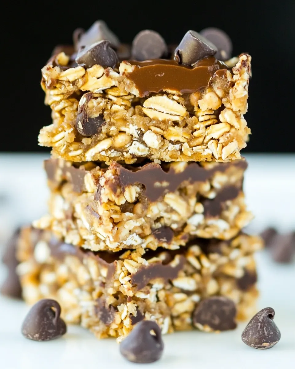 Healthy No-Bake Oatmeal-Peanut Butter Chocolate Chip Bars recipe photo