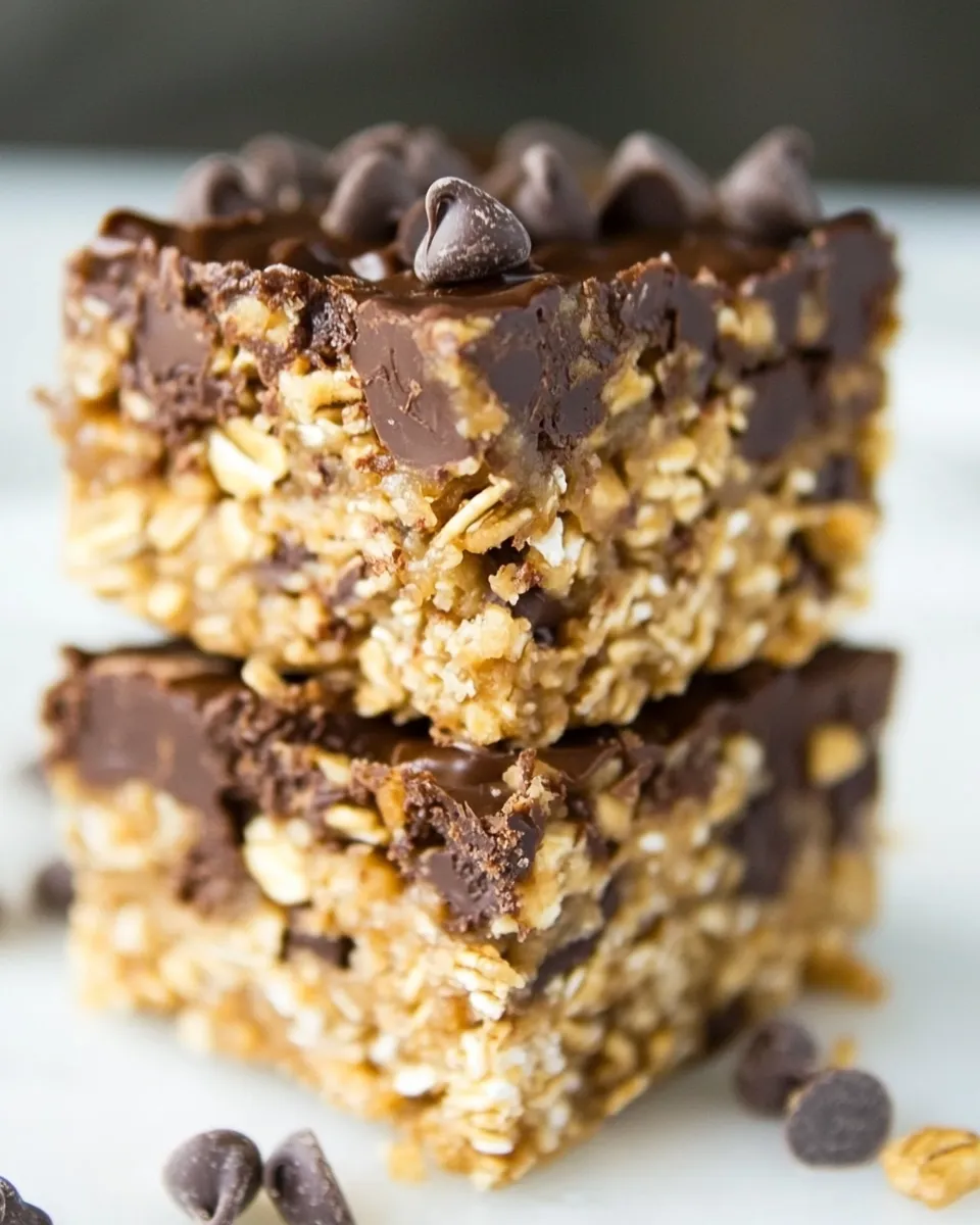 Quick No-Bake Oatmeal-Peanut Butter Chocolate Chip Bars shot