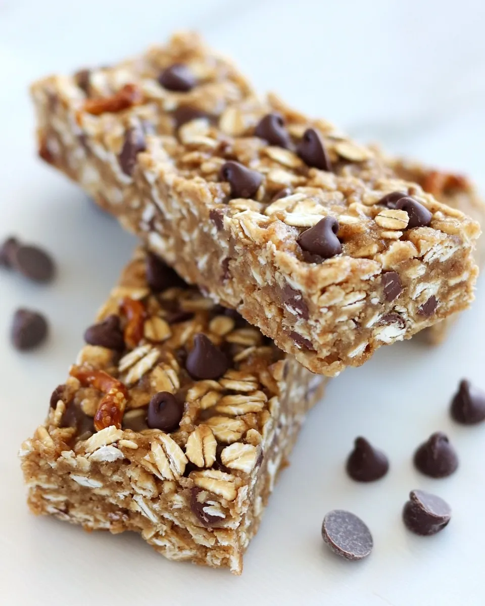 Homemade No-Bake Peanut Butter Pretzel Chocolate Chip Granola Bars photo