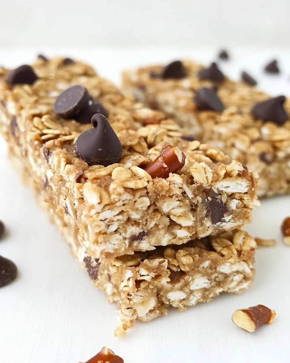 Quick No-Bake Peanut Butter Pretzel Chocolate Chip Granola Bars recipe photo